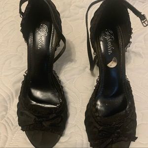 Black lace heels